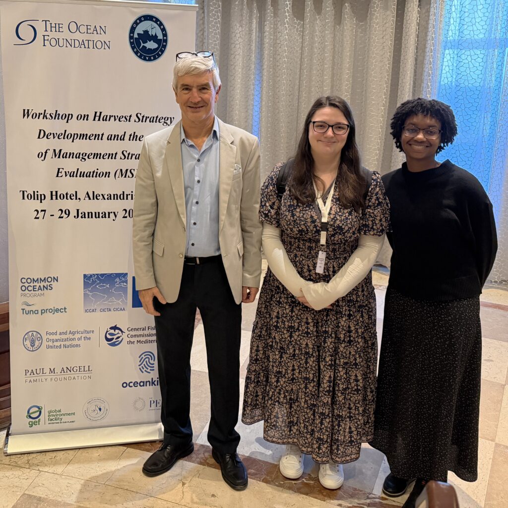 LMRCSC Distinguished Research Scientist Dr. David Die and LMRCSC Fellows Lydia Clark (center) and Cheyenne Murdaugh attend a training event in Alexandria, Egypt, organized by The Ocean Foundation.