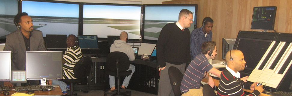 Students in simulated Air Traffic Control Room