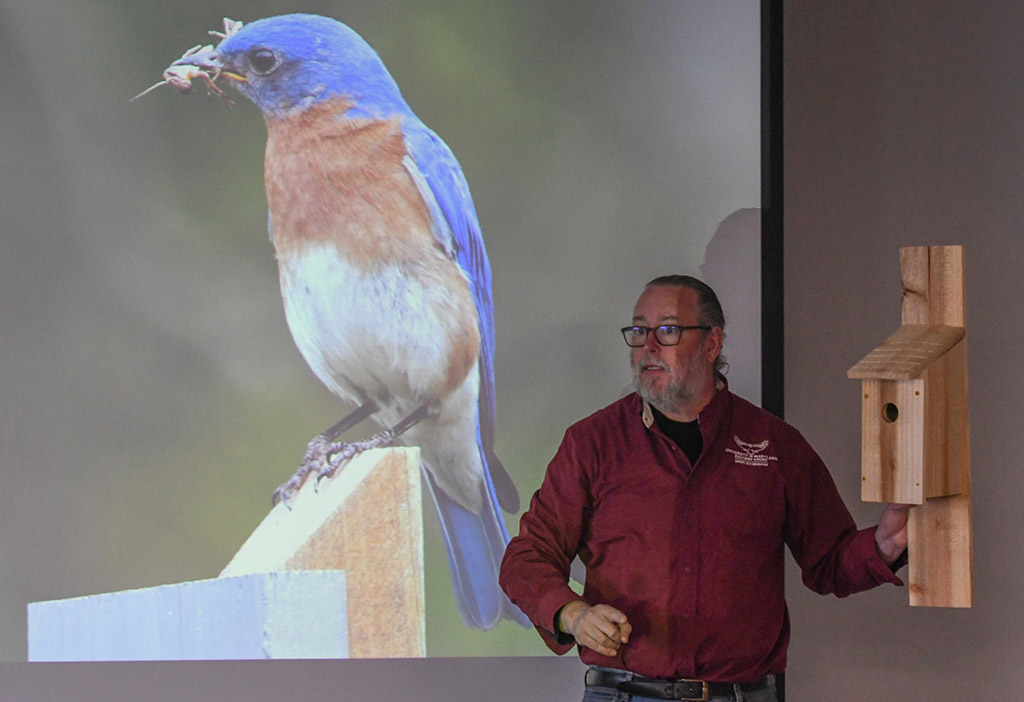 University of Maryland Eastern Shore Extension beekeeper Stephen Goewey teaches a class on building birdhouses.
