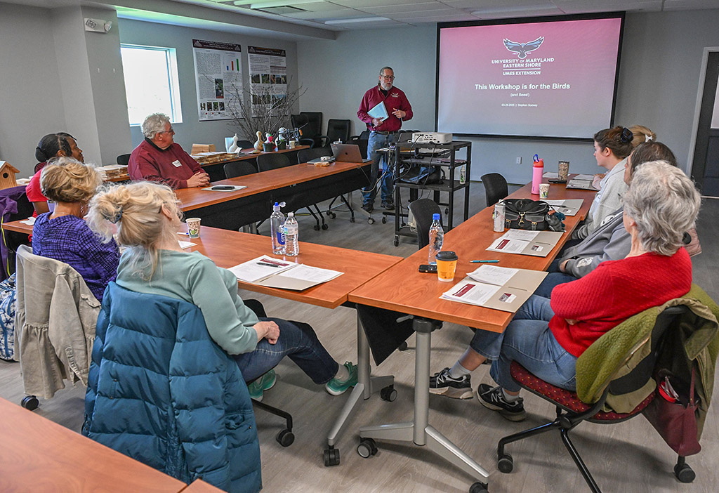 Stephen Goewey holds a workshop on buidling birdhouses for a backyard habitat.