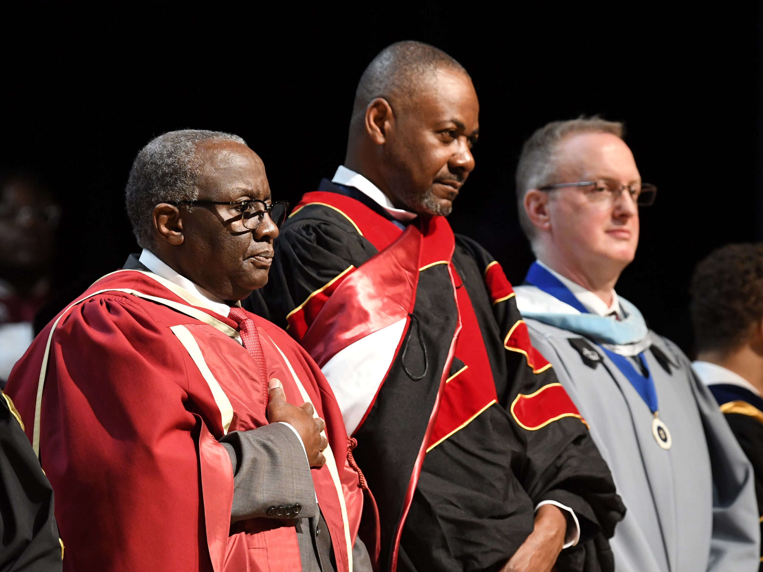 School of Agricultural and Natural Sciences Dean Dr. Moses T. Kairo, left, at the the 72nd Honors Convocation.