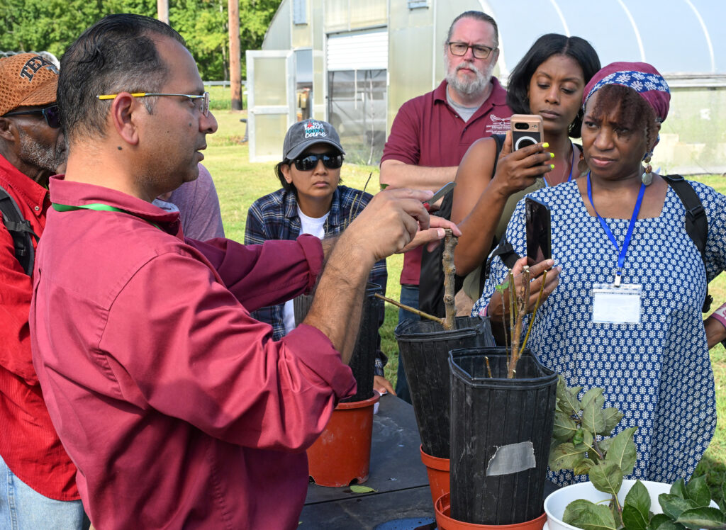 UMES Associate Professor Naveen Kumar Dixit speaks to attendees at the Veterans Ag Conference.