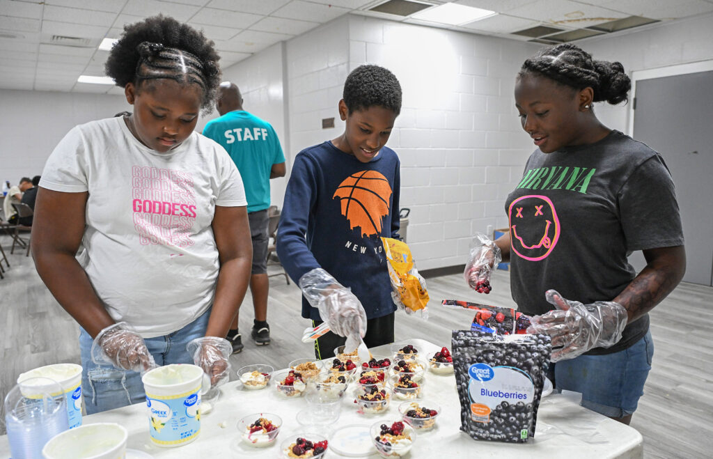 EFNEP Educator Curtis McCoy (not pictured) teaches the importance of eating healthy and exercise to youth at The Salvation Army in Salisbury.