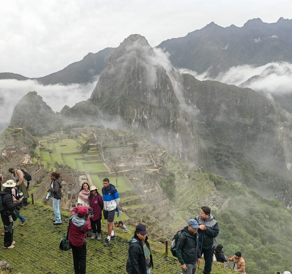UMES agricultural students are pictured on a terrace overlooking Machu Picchu in Peru.