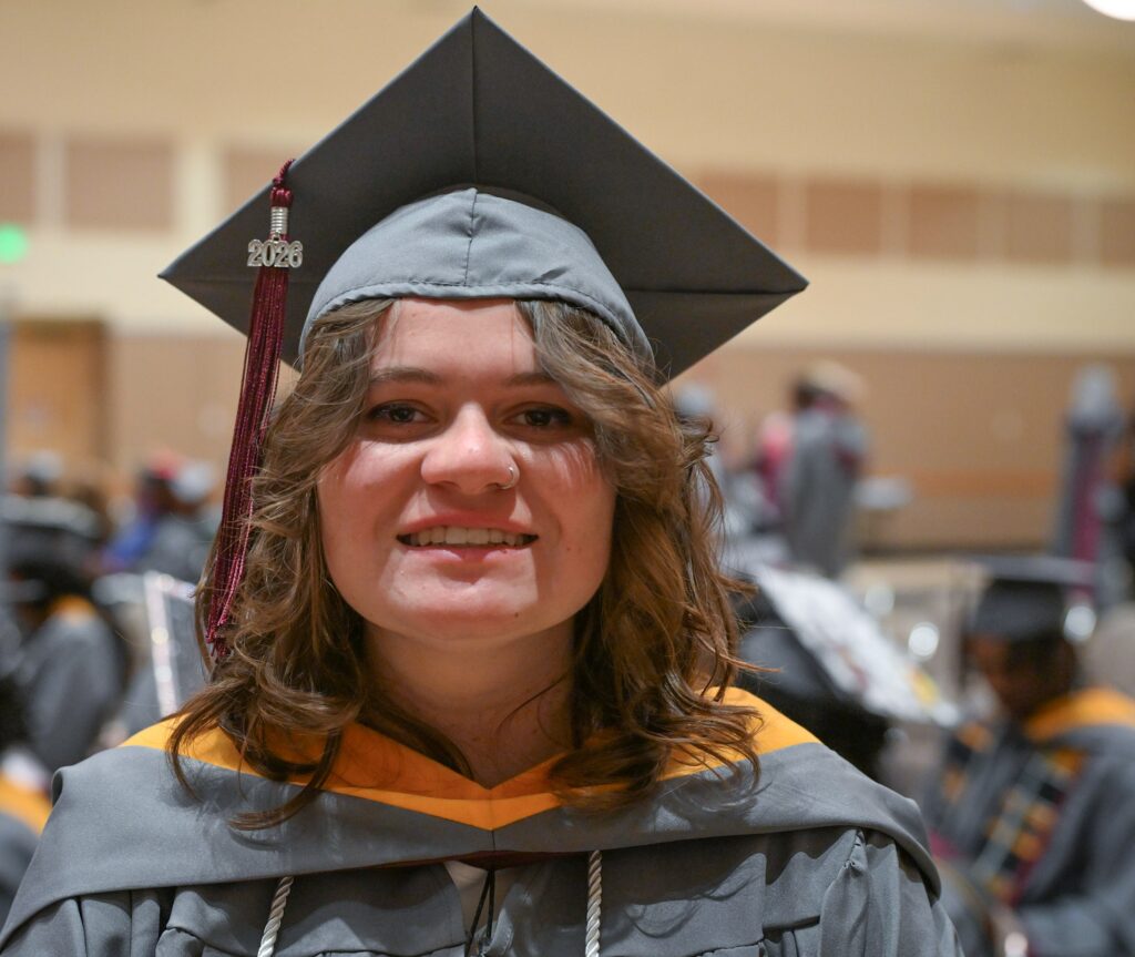 Emma Dykes, an agricultural major, is pictured in her cap and gown at UMES' 139th Spring Commencement on May 15, 2026.