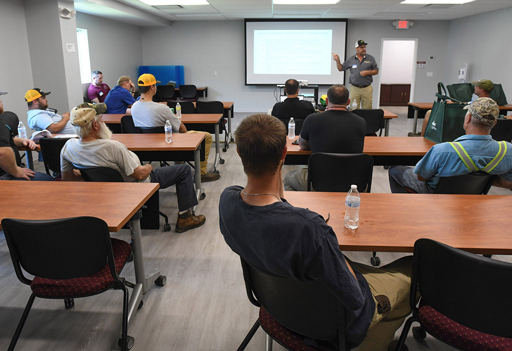 Bryan Peterman with Atlantic Tractor of Clayton, DE talks tech at the 2022 Ag Showcase held at UMES Research, Extension and Teaching Farm, School of Agricultural and Natural Scicences.