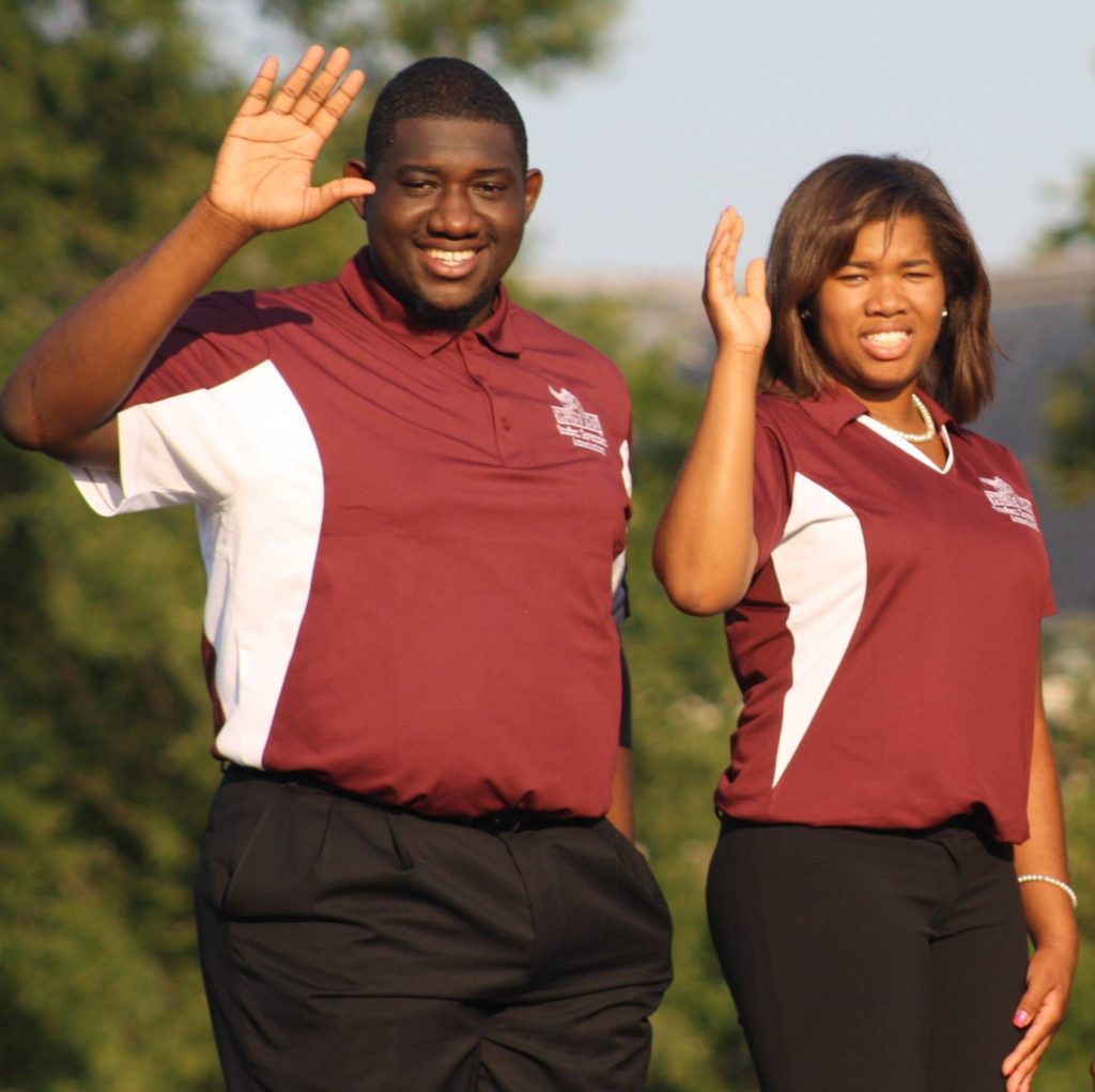 Jeffrey Ekoma, left, Student Government Association vice president, and SGA President Valarie Matthews (2011-2012)