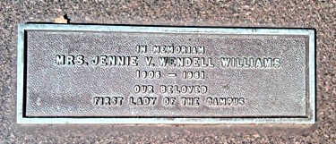 Brass marker memorializing Genevieve Wendell Williams
